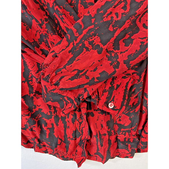 Vintage British Crown Colony Silk Blouse Size 10 Geometric Secretary Office 80s - Picture 8 of 9